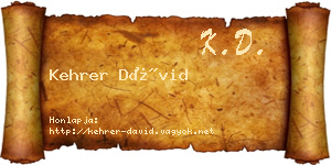 Kehrer Dávid névjegykártya
