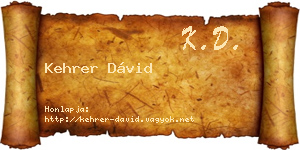 Kehrer Dávid névjegykártya